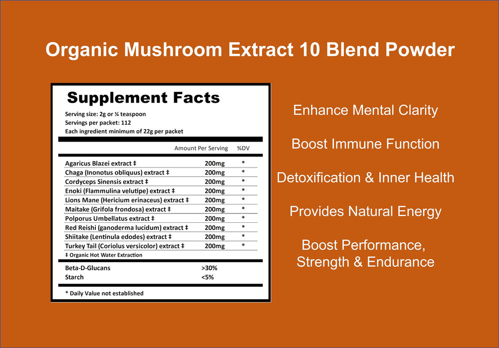 Jetsu Mushroom Extract ingredients spread highlights premium organic sources for clean nutrition.