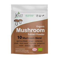 Jetsu Mushroom Extract powder pour demonstrates easy mixing into beverages.