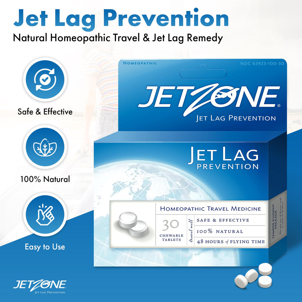 JetZone Jet Lag Remedy carry-on packaging ready for flights