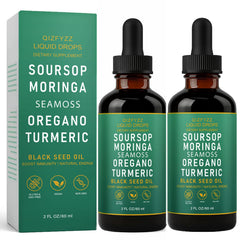Jfsyb Qizfyzz Soursop Bitters bottle with vegan 10-in-1 formula.