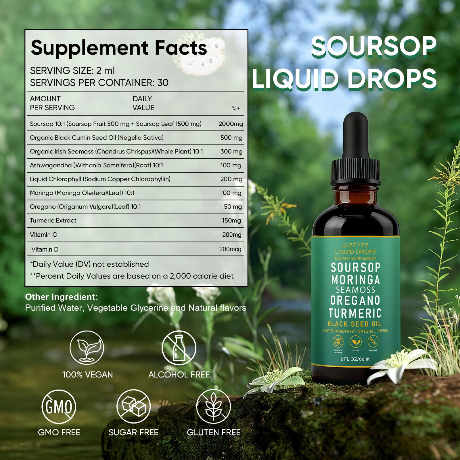 Dropper dispensing drops into a glass for easy daily use.