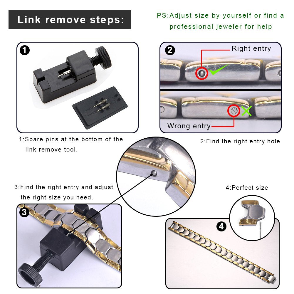 JFUME link removal tool enables at home bracelet sizing
