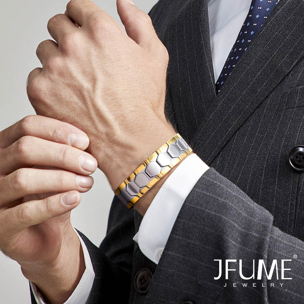 JFUME bracelet silver stainless steel detail highlights durable construction