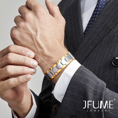 JFUME bracelet silver stainless steel detail highlights durable construction