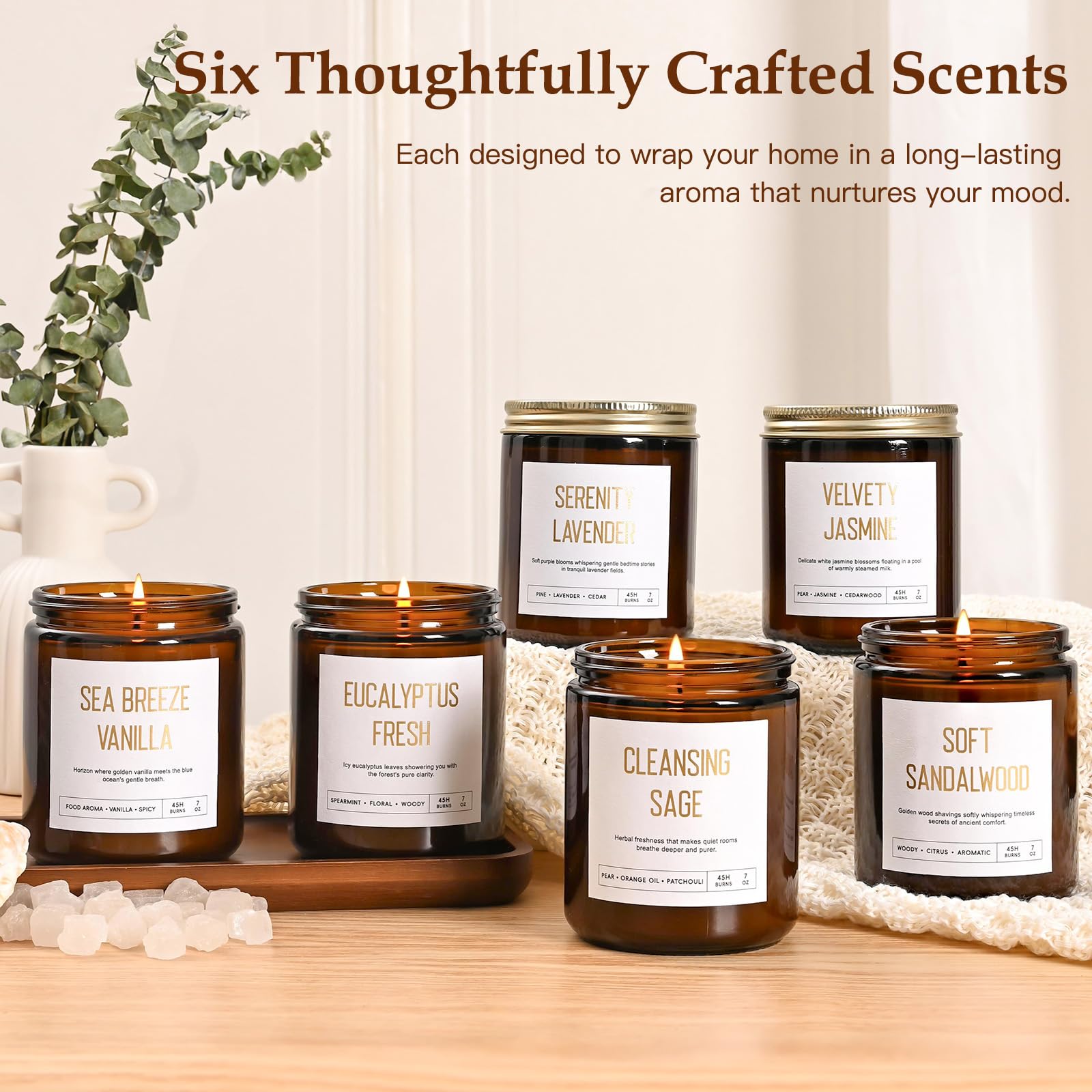 JGXLQ cleansing-sage candle adds herbal depth to meditation and calm spaces