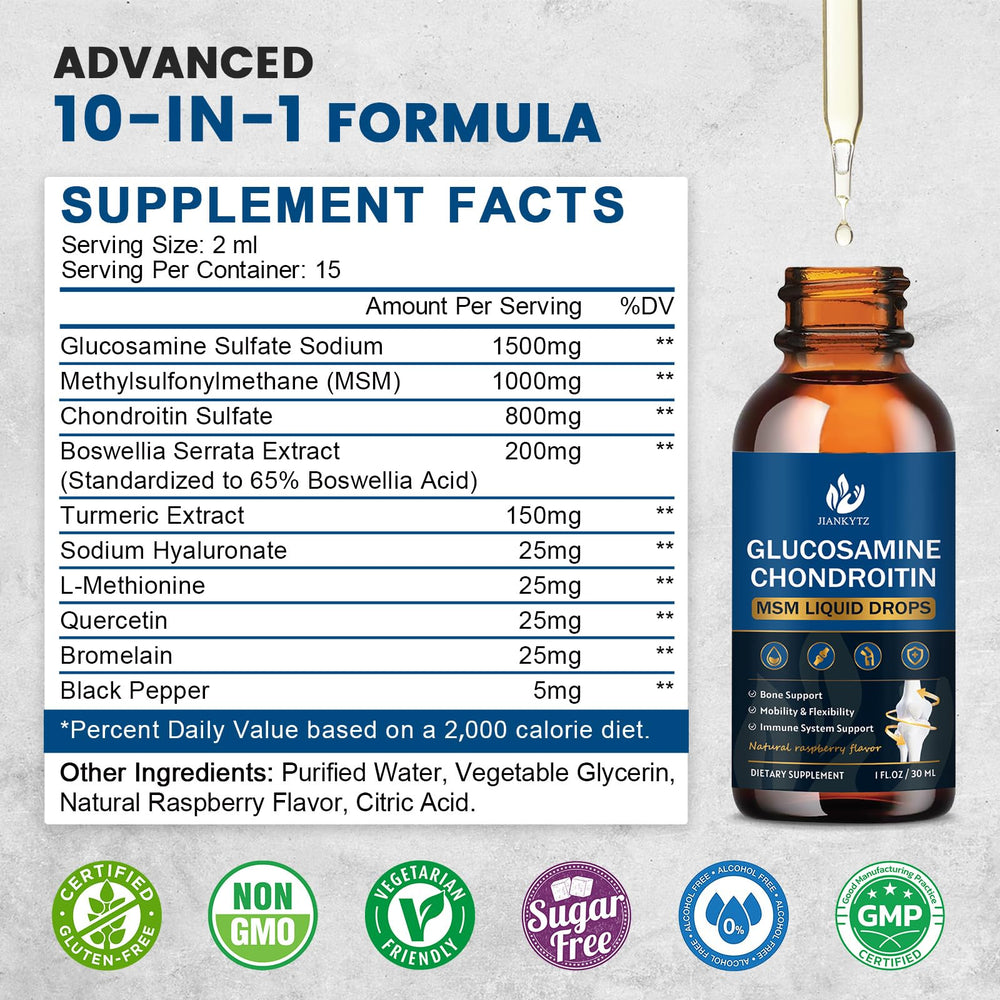 Pouring JIANKYTZ drops into water for quick, convenient use