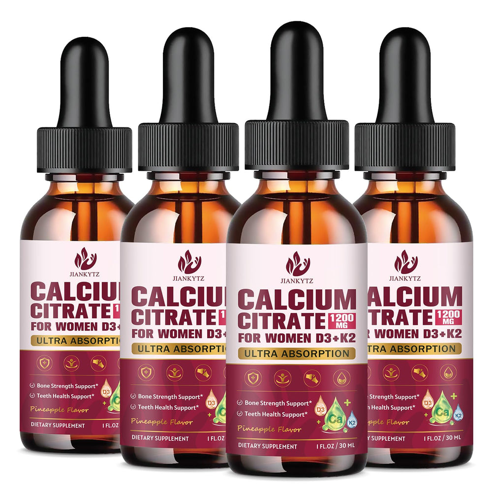 JIANKYTZ calcium citrate drops bottle front showing clear packaging for convenient daily calcium support.