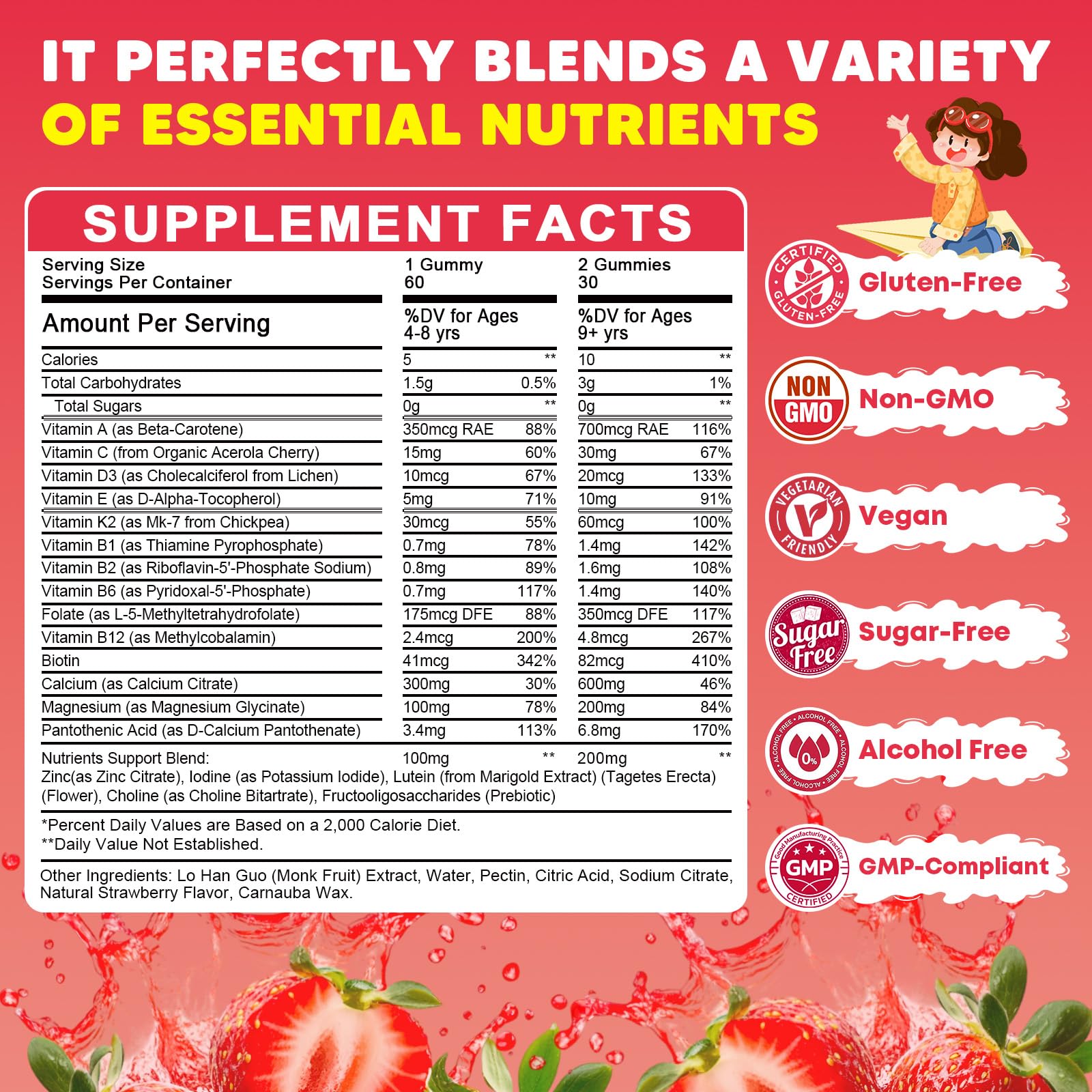 JIANKYTZ kids strawberry-flavored gummies close-up highlighting chewy texture