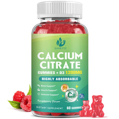 JIANKYTZ 1200mg calcium citrate gummies bottle for easy daily bone and muscle support.