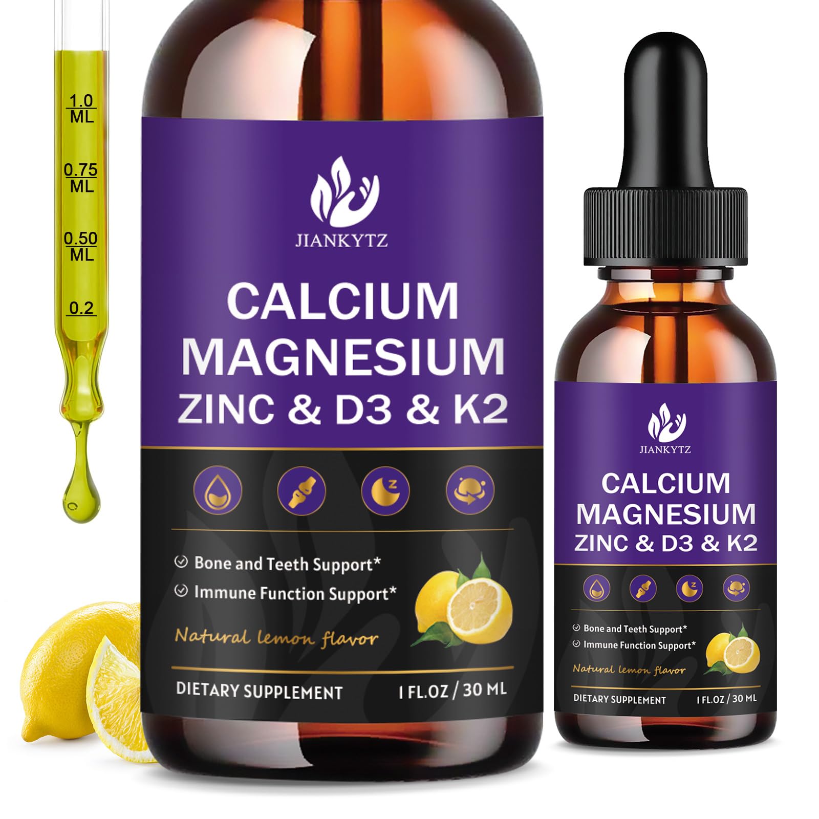 JIANKYTZ Calcium Magnesium Zinc Liquid Drops bottle for easy daily dosage and bone support