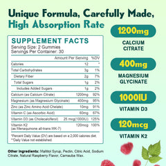 JIANKYTZ raspberry-flavored gummies close-up show tasty, convenient calcium intake.