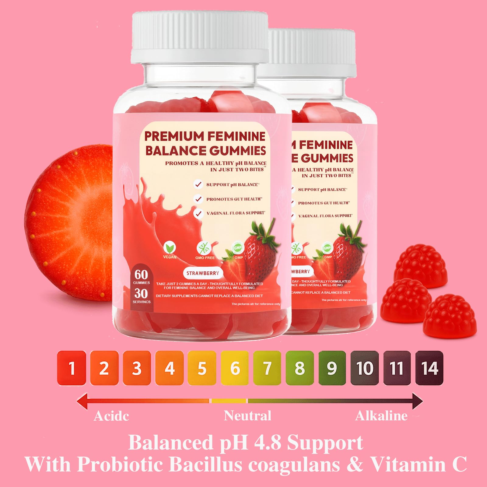 JianQ PH Gummies for Women daily-dose concept image highlights two gummies per day.