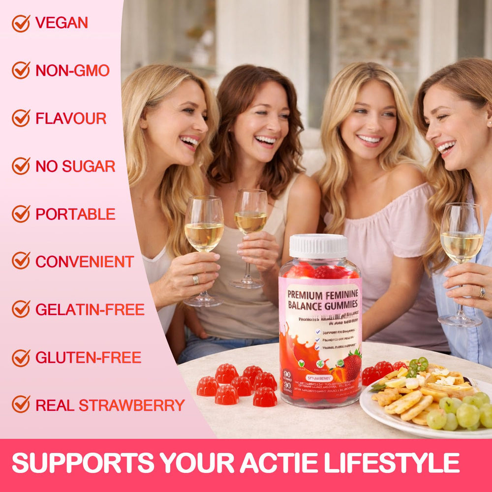 JianQ PH Gummies for Women ingredients-label closeup highlights plant-based, gelatin-free formulation.