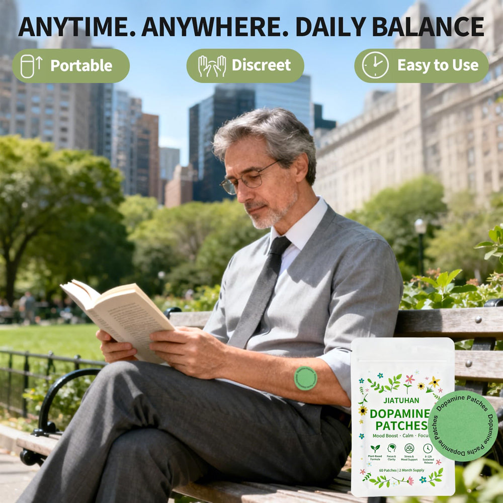 Sleek packaging conveys modern wellness with easy daily patch usage.