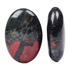 JIC Gem Africa Bloodstone palm stones set of two for calming meditation.