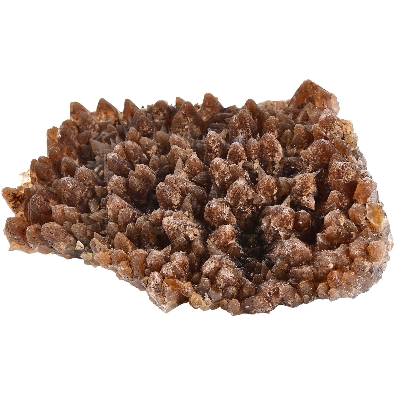 JIC Gem amber calcite cluster side view showing natural texture for home decor.