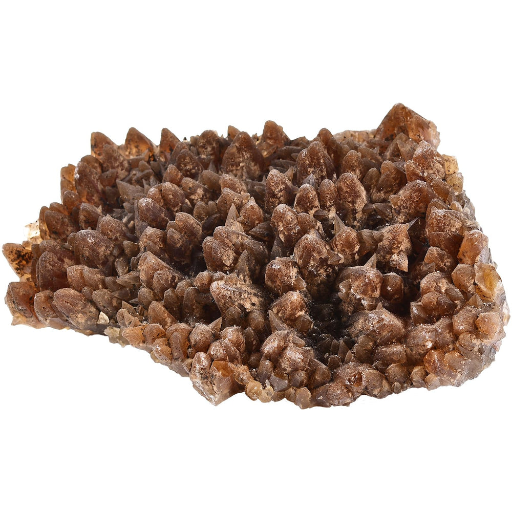 JIC Gem amber calcite cluster side view showing natural texture for home decor.