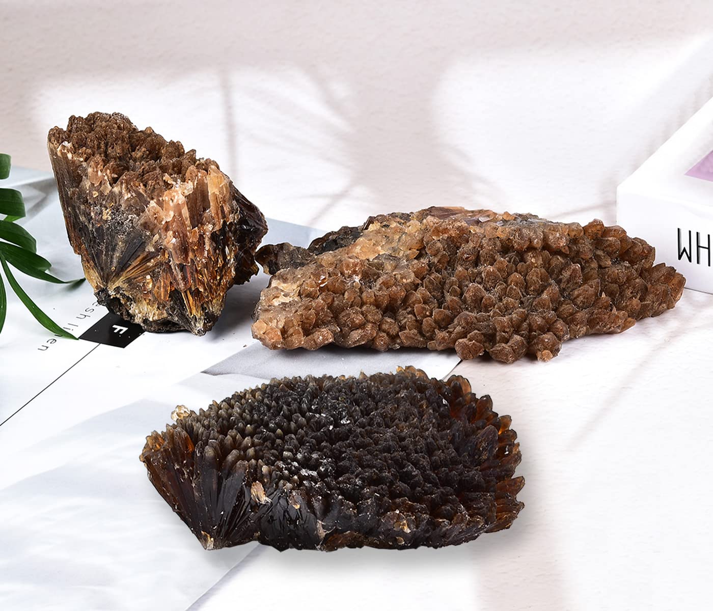JIC Gem amber calcite cluster top view displaying irregular shape for display ideas.