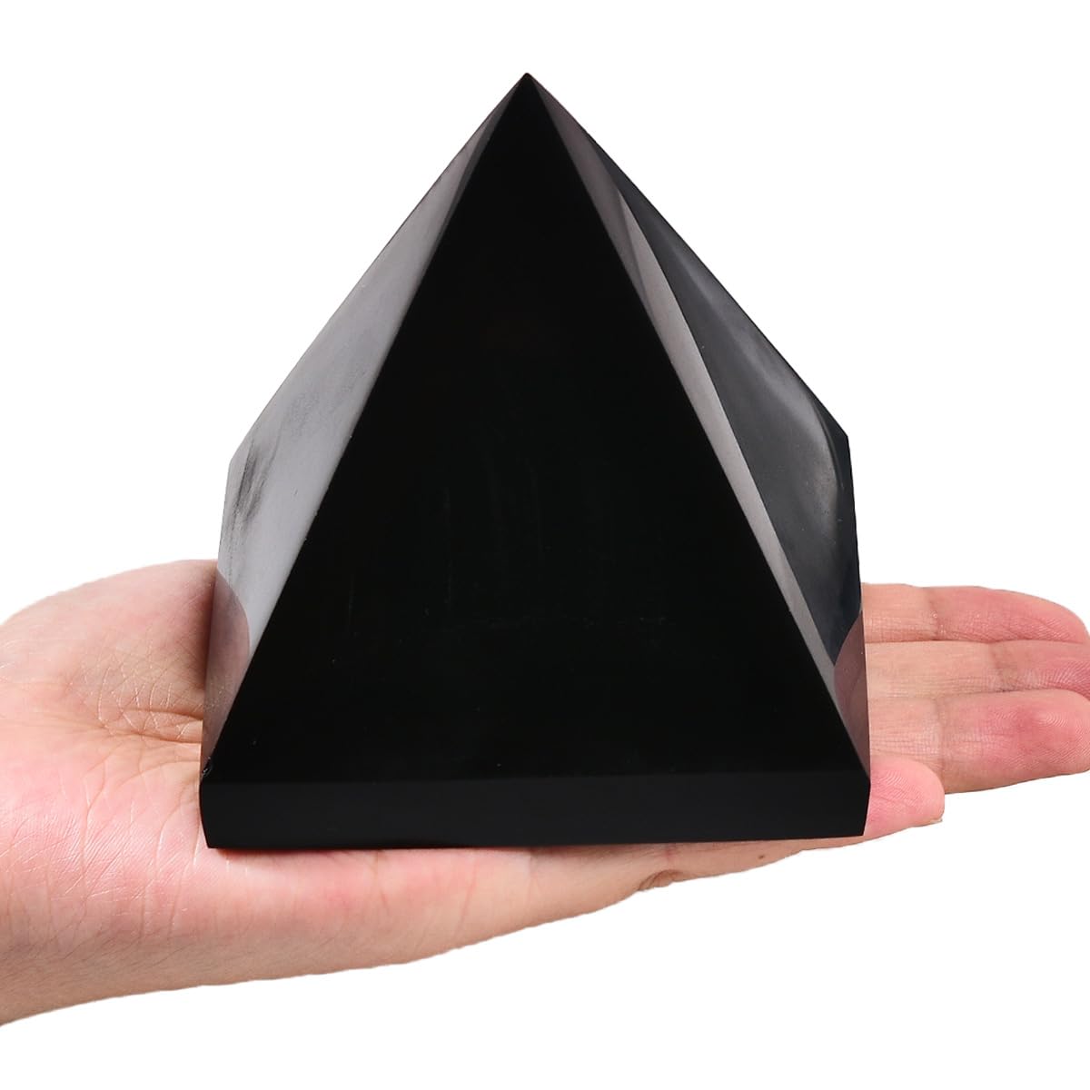 JIC Gem Black Obsidian Pyramid on desk decor enhances grounding and focus.