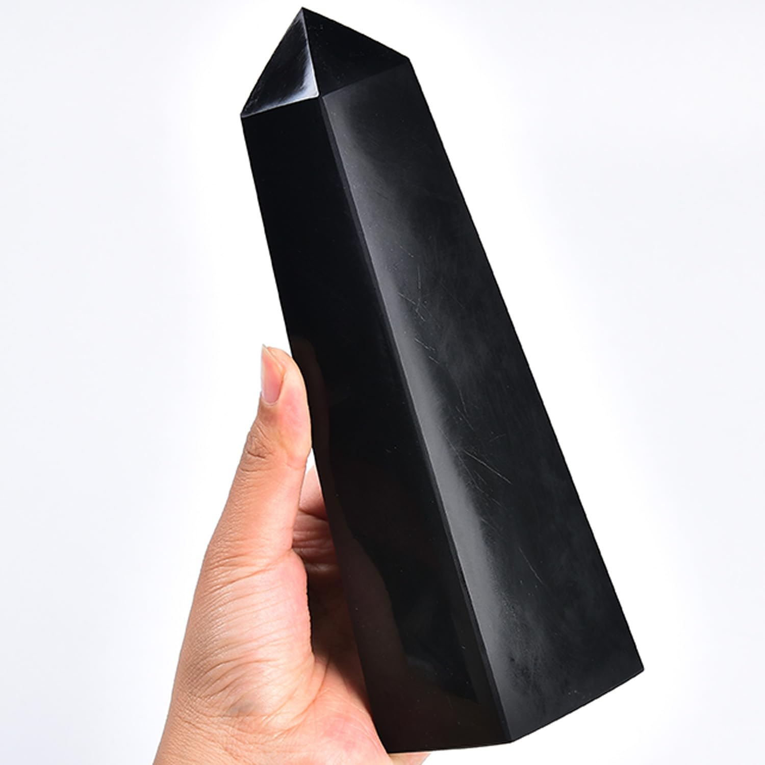 JIC Gem black obsidian tower showcases energy protection and space cleansing in your room.