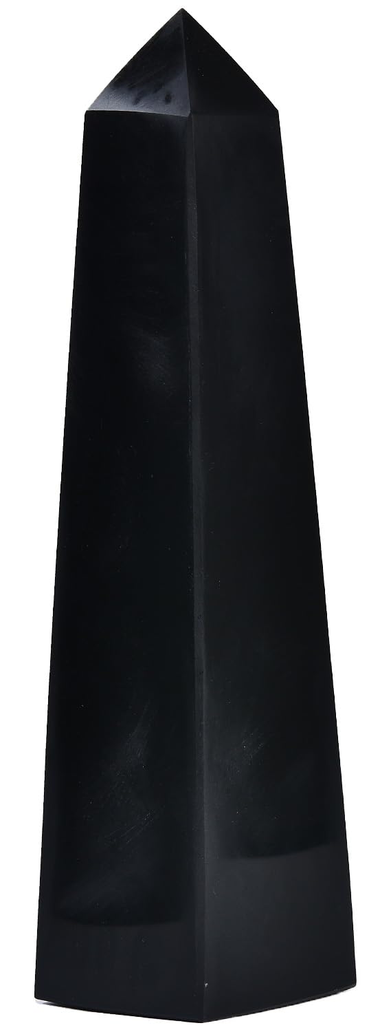 JIC Gem black obsidian wand with four facets for focused energy work