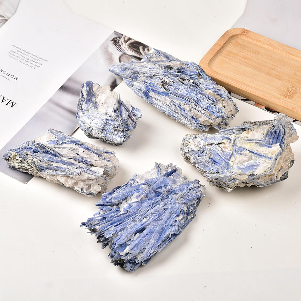 JIC Gem blue kyanite rough stone with tactile texture