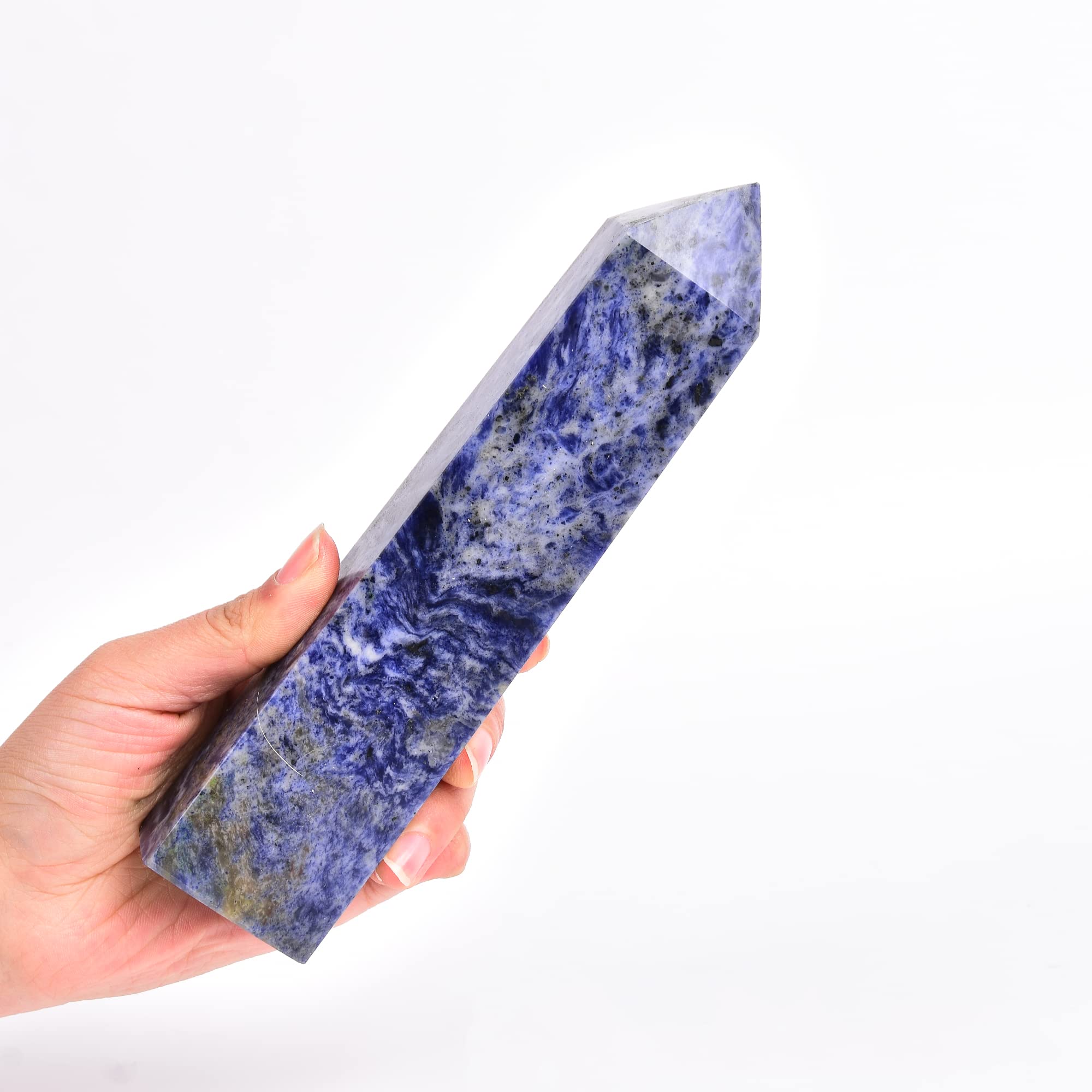JIC Gem blue sodalite crystal wand for meditation and clarity