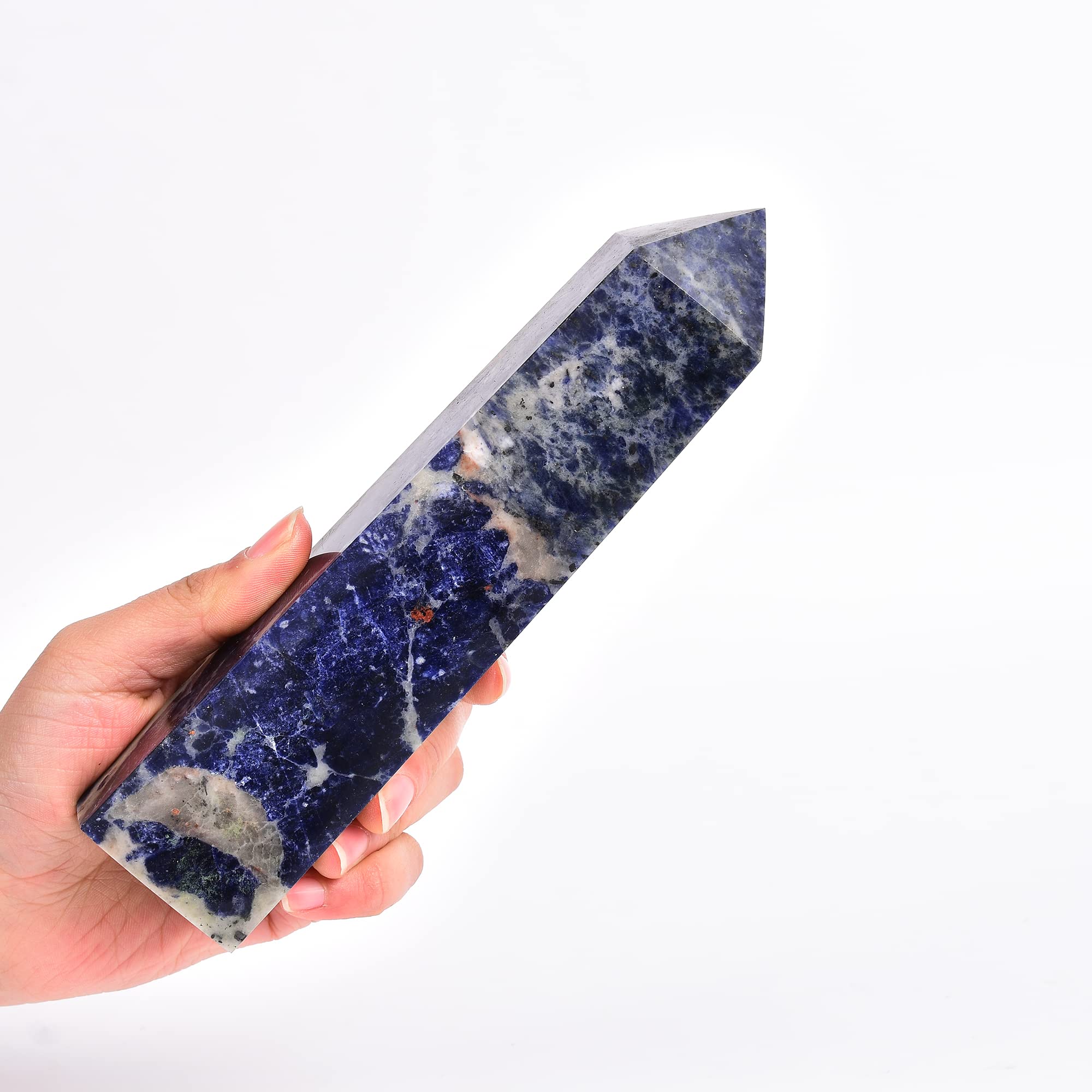 JIC Gem blue sodalite obelisk tower points aids focus during meditation
