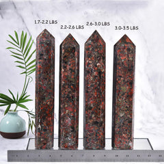 JIC Gem Brazilian Red Agate Tower six facets detail for Reiki and balance.