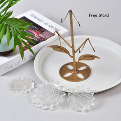 JIC Gem Clear Quartz Sunflower with stand highlights a unique crystal centerpiece.