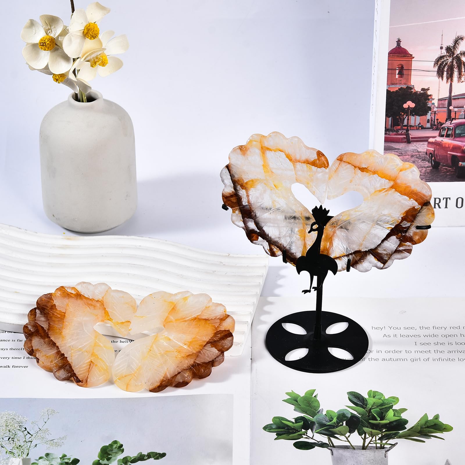 JIC Gem decorative crystal winged heart on stand brightens living room.