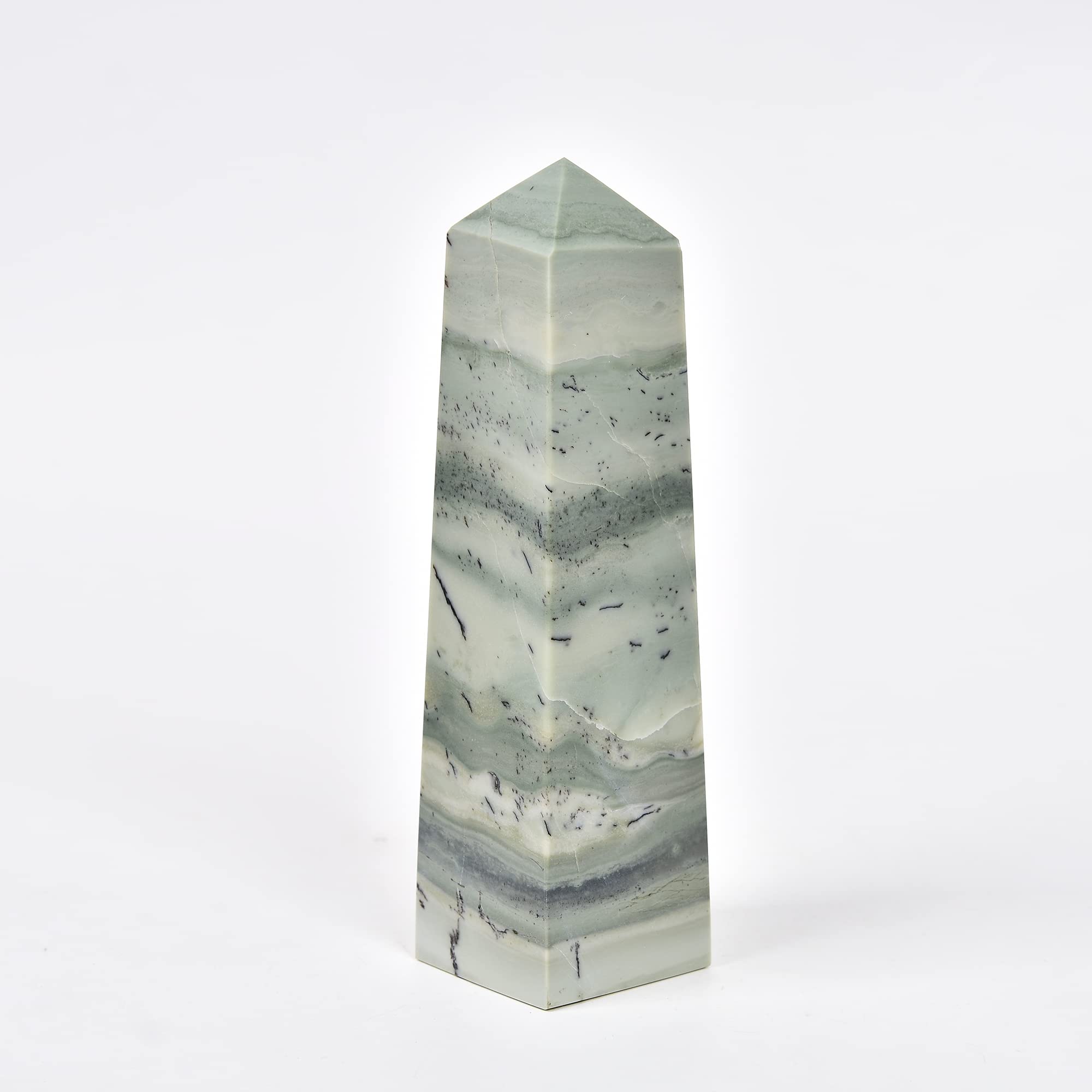 JIC Gem dendritic jade tower close-up showcases abundant texture for mindfulness.