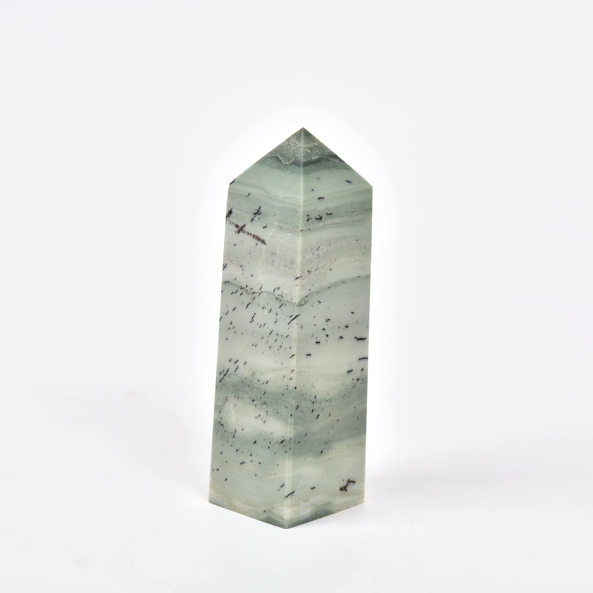 JIC Gem dendritic jade tower lit display enhances serenity and focus.