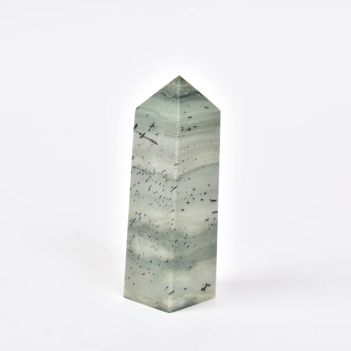 JIC Gem dendritic jade tower lit display enhances serenity and focus.