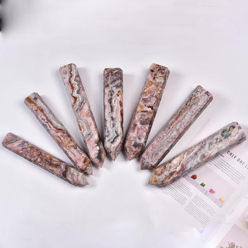 JIC Gem emotional healing crystal point enhances meditation and balance.