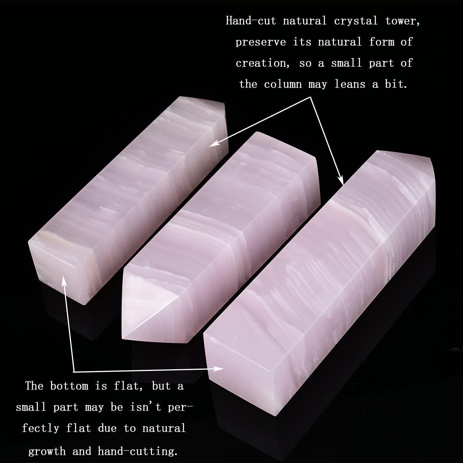 JIC Gem pink calcite supports calm mood in quiet reflection and emotional work.