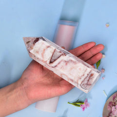 JIC Gem wand closeup face reveals natural crystal textures and color variations