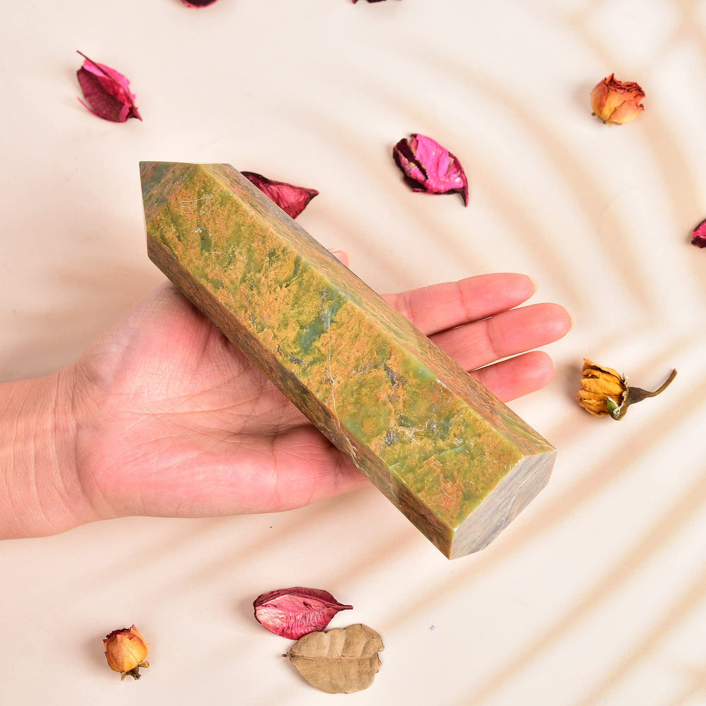 JIC Gem Green Jasper room energy ambience for space cleansing and decor.