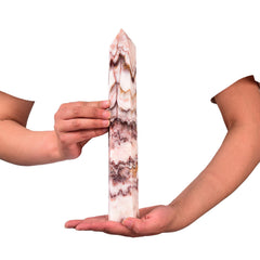 JIC Gem hexagonal crystal wand tower displaying natural facets for energy balance.