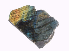 JIC Gem iridescent Labradorite energy captures blue green glow for focus.