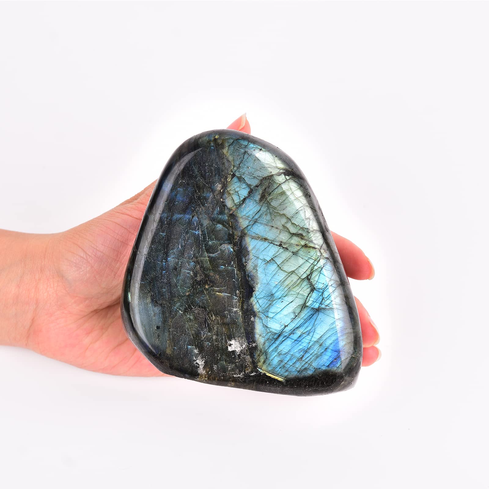 JIC Gem Labradorite hand-carved desk display with smooth finish