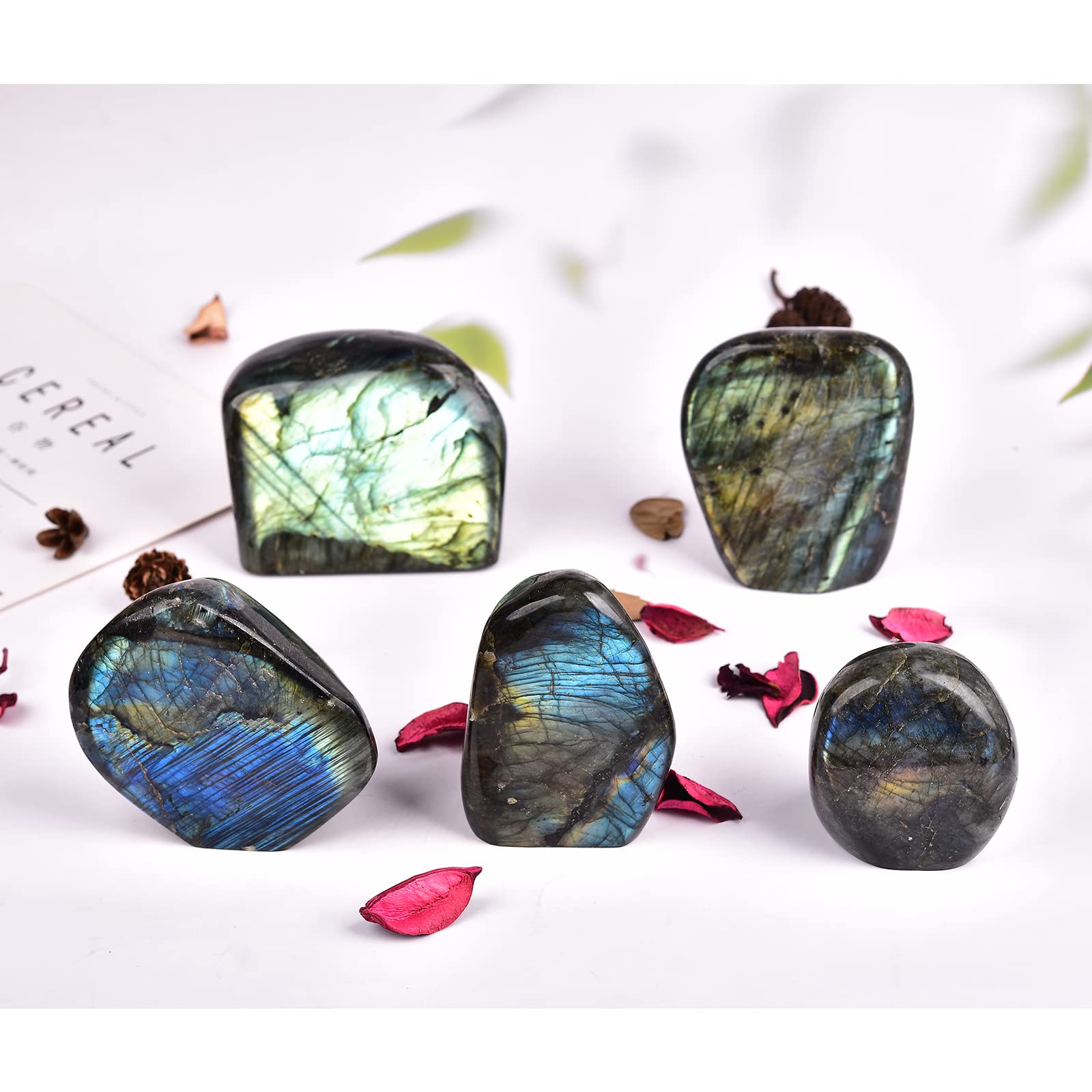 JIC Gem Labradorite with random color and shape emphasizing natural uniqueness for collectible decor.