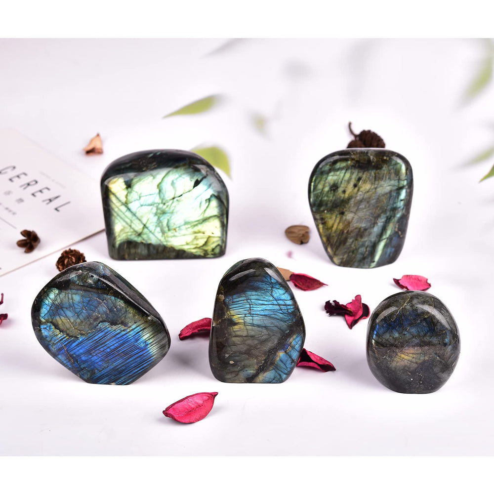 JIC Gem Labradorite with random color and shape emphasizing natural uniqueness for collectible decor.