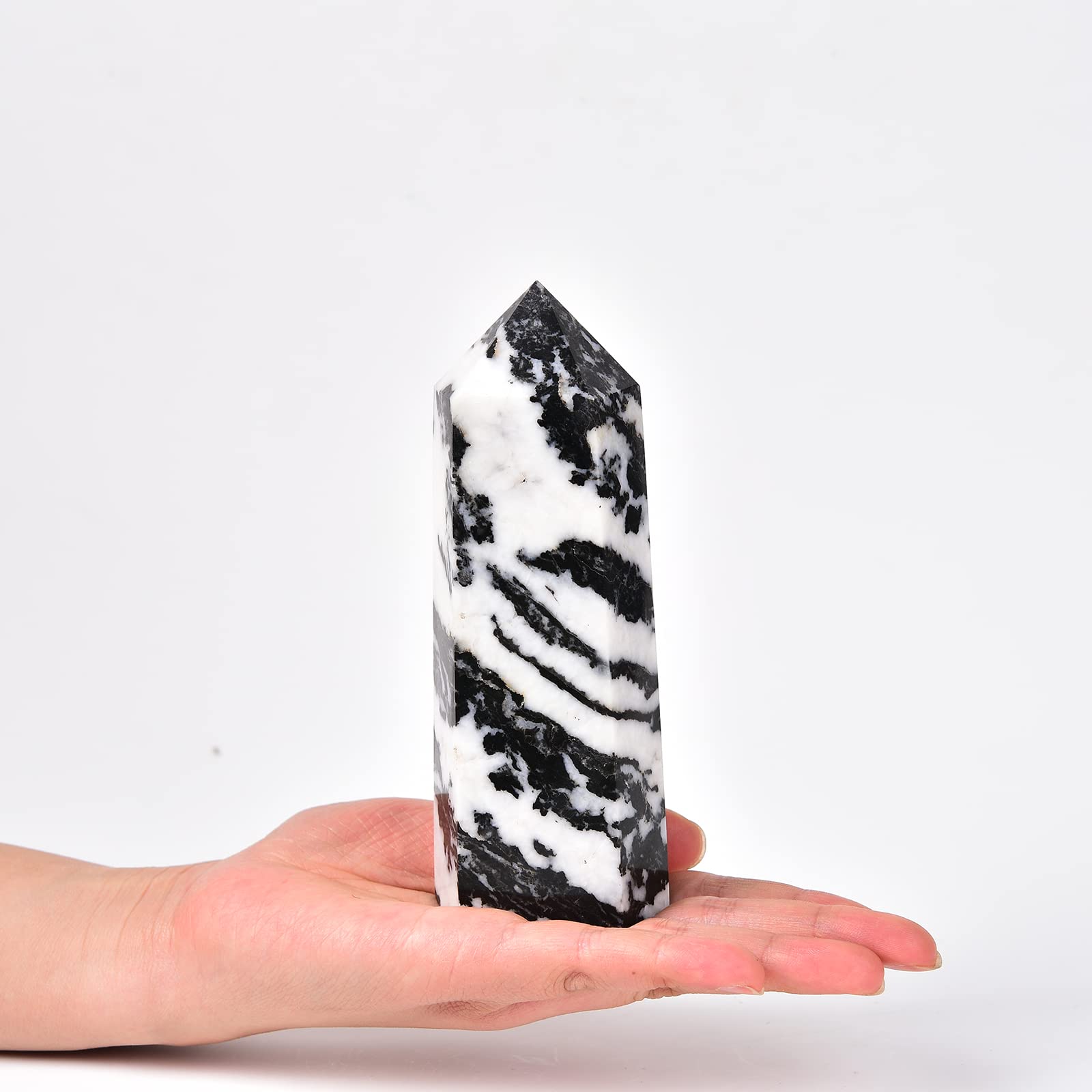 JIC Gem large black Zebra Jasper crystal wand ideal for meditation and focus