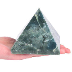 JIC Gem moss agate pyramid desk setup promotes focus and positivity