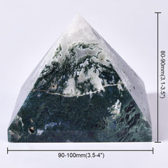 JIC Gem moss agate pyramid top view reveals natural texture