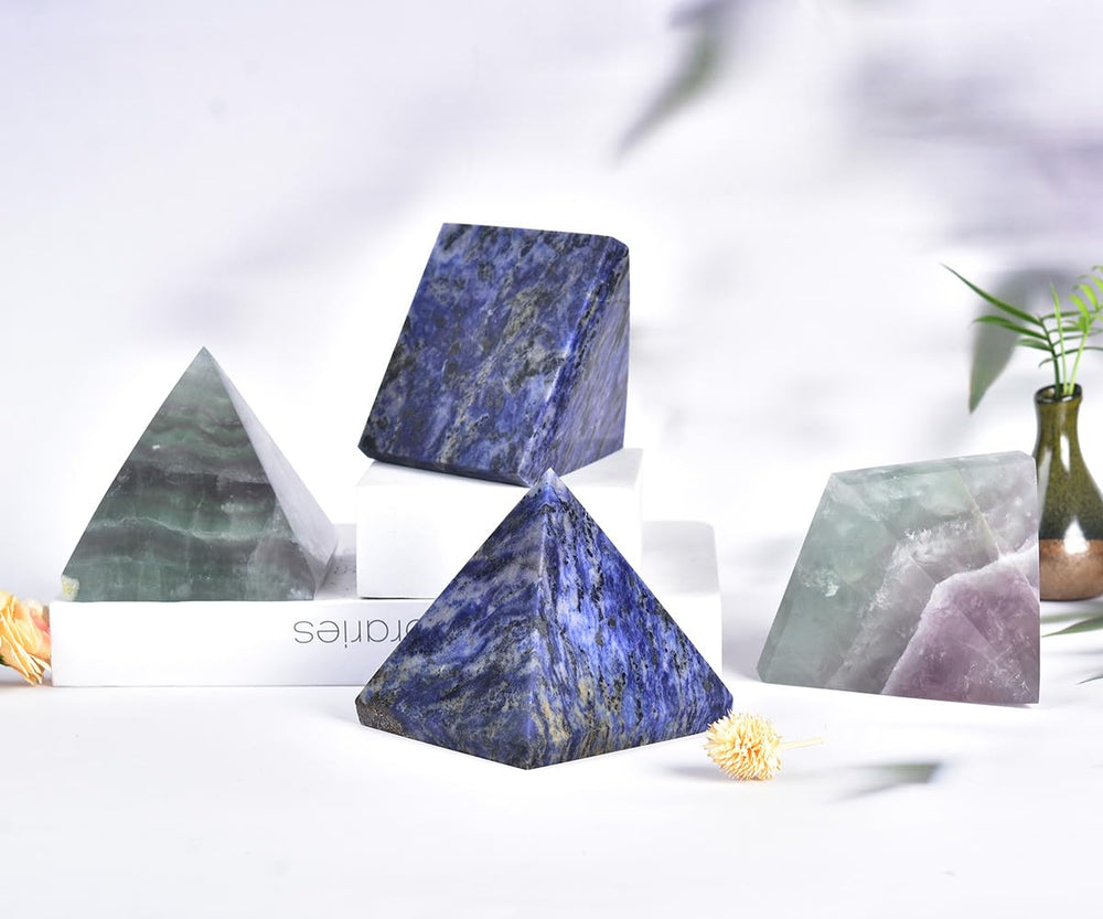 JIC Gem large sodalite pyramid back view showcasing depth and shine