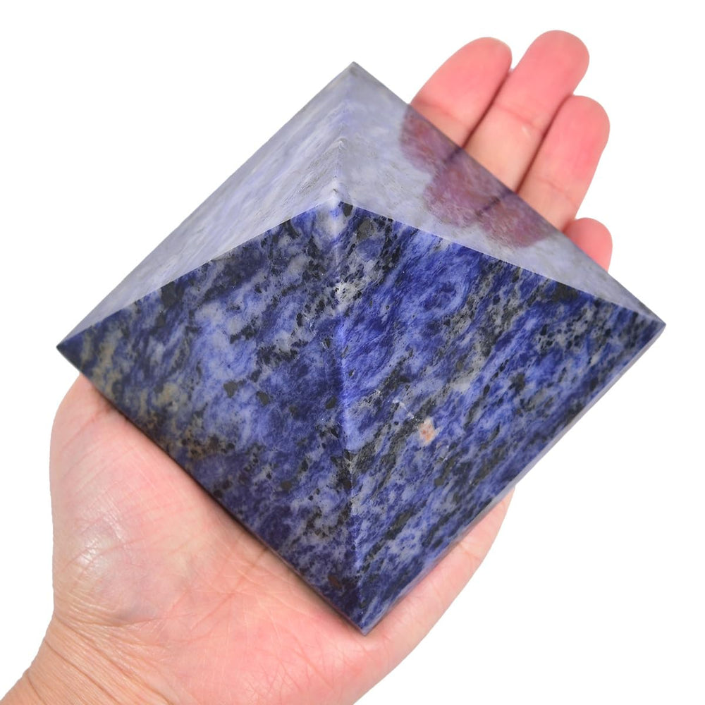 JIC Gem sodalite pyramid side angle highlighting color and texture for energy balance