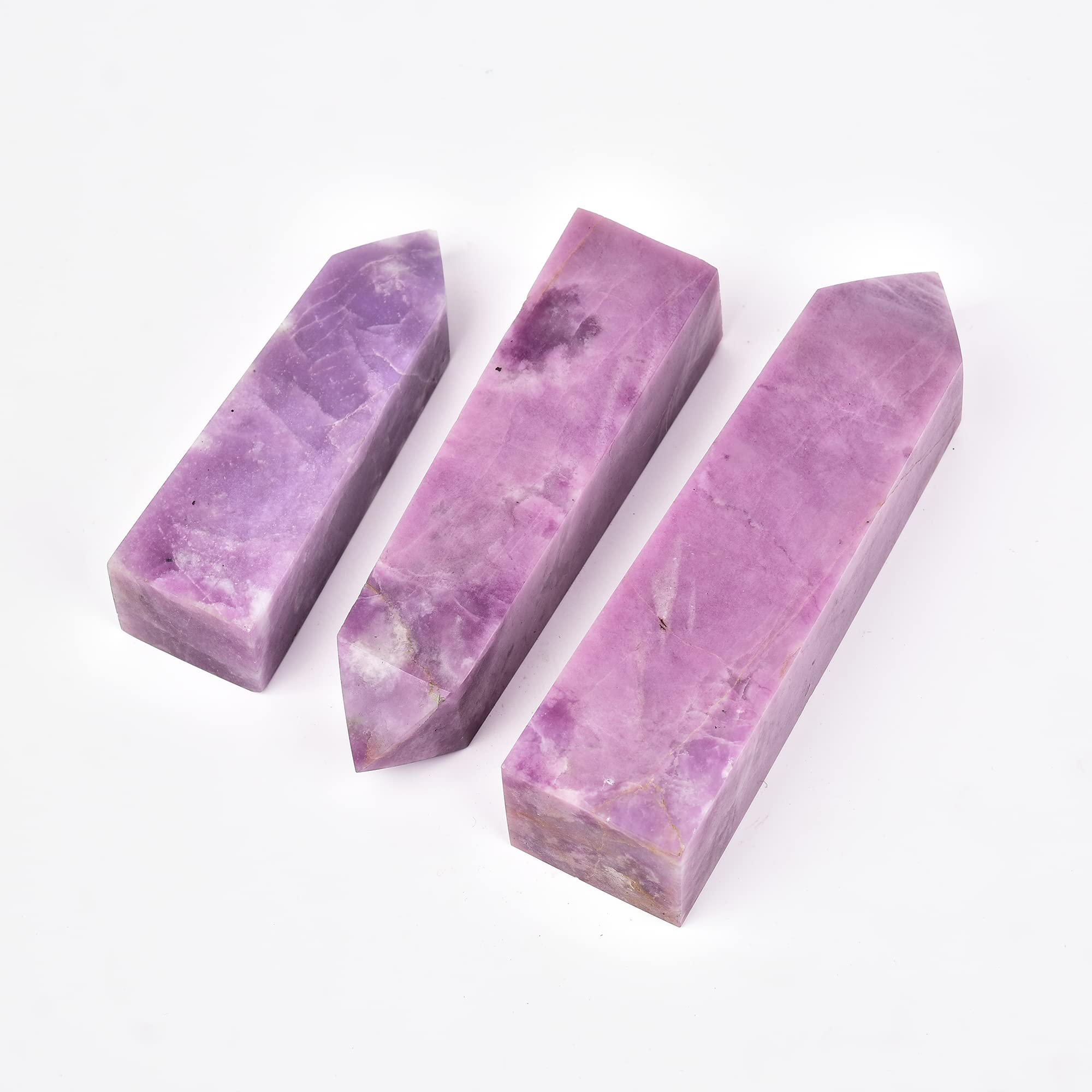 JIC Gem Lepidolite tower placed in a meditation grid for mindful energy tuning.