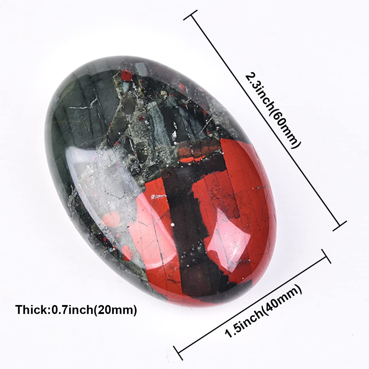 JIC Gem Africa Bloodstone palm stone ideal for meditation practice.